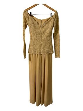 Collections Champagne Lace Palazzo Pantsuit Size 6 Made in Canada Formal Evening
